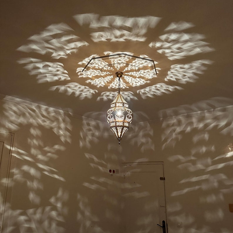 Order by Size : Moroccan Handmade Brass Ceiling Pendant Light (Hennu)