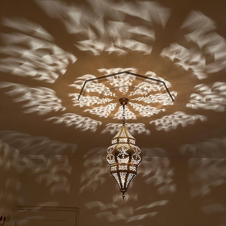 Order by Size : Moroccan Handmade Brass Ceiling Pendant Light (Hennu)
