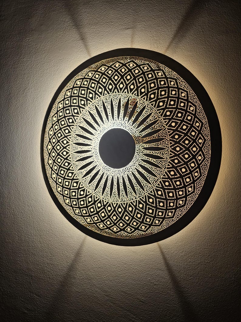 Order by Size : Moroccan handmade brass round wall light lamp (sefrou)