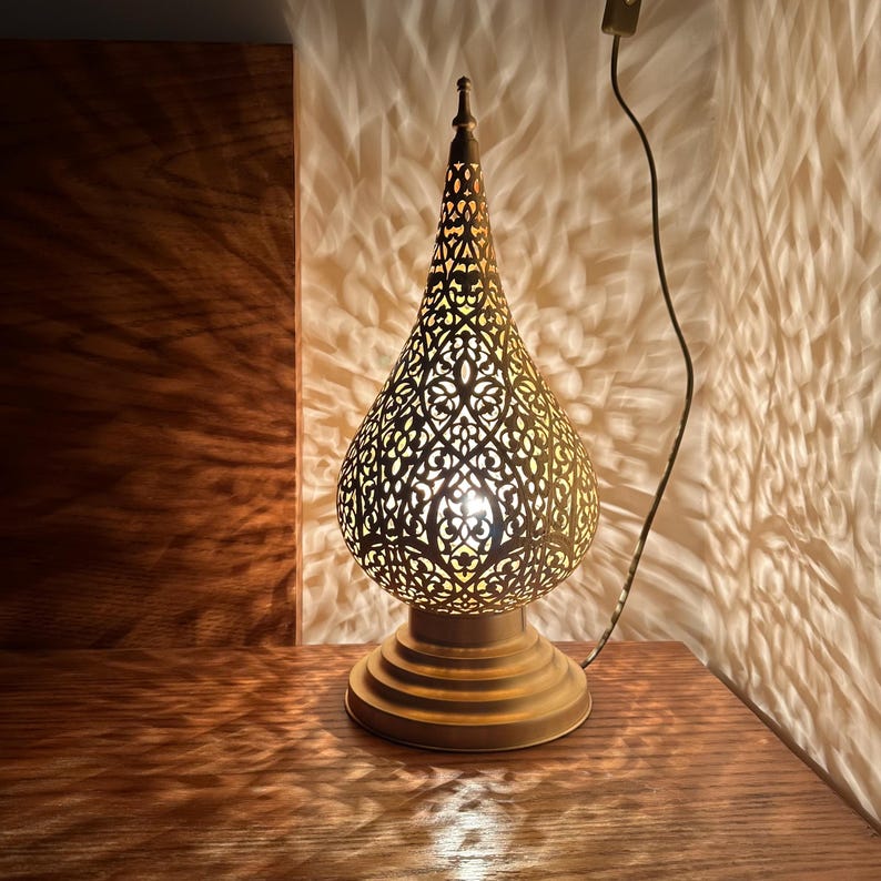 Order by Size : Moroccan Handmade Brass Table Lamp (Maha)