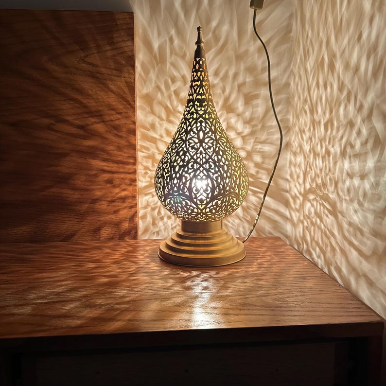 Order by Size : Moroccan Handmade Brass Table Lamp (Maha)