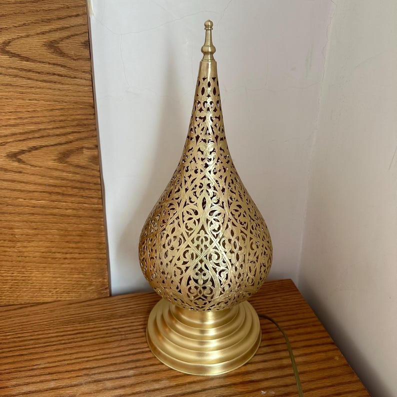 Order by Size : Moroccan Handmade Brass Table Lamp (Maha)