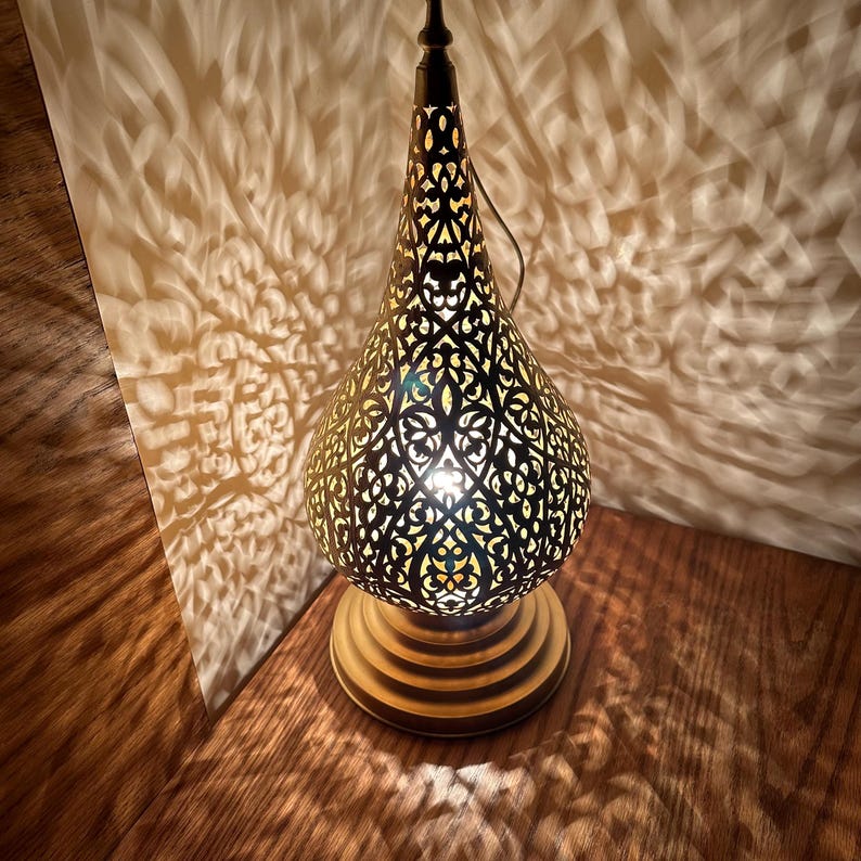 Order by Size : Moroccan Handmade Brass Table Lamp (Maha)