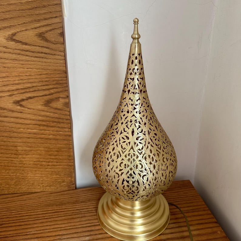 Order by Size : Moroccan Handmade Brass Table Lamp (Maha)