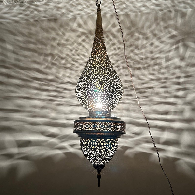Order by Size : Moroccan Handmade Brass Ceiling Pendant Light (Ighil)