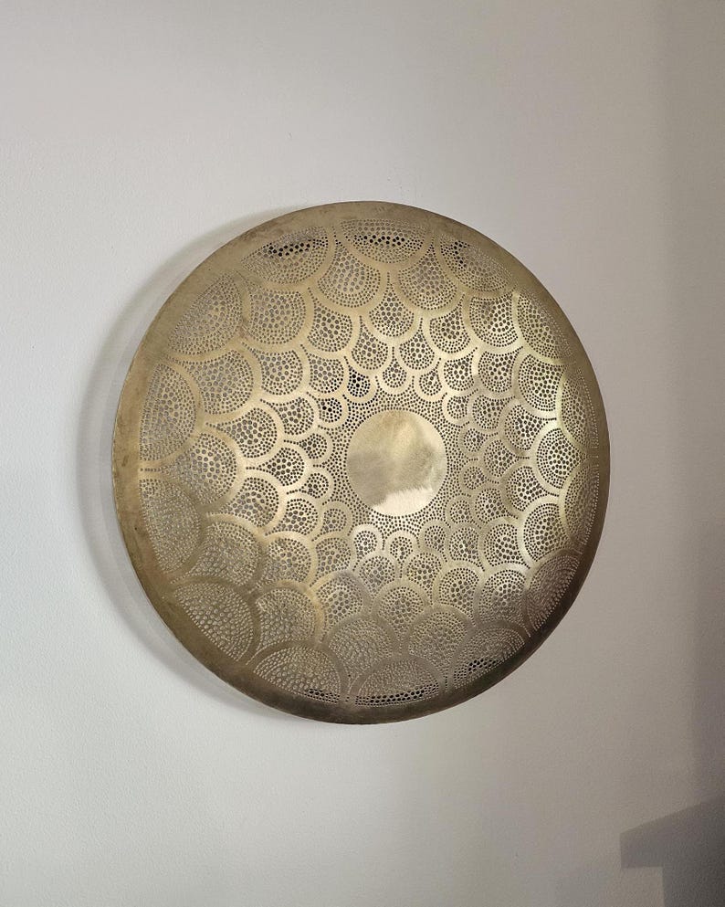 Order by Size : Moroccan handmade brass round wall light lamp (errachidia)
