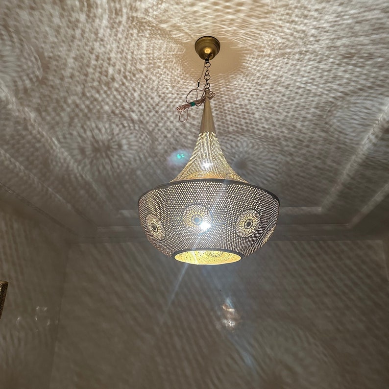 Moroccan Handmade Brass Ceiling Pendant Light (Lalla)