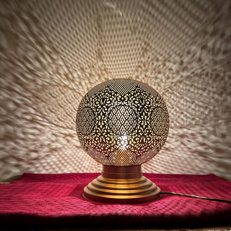Order by Size : Moroccan Handmade Brass Table Lamp (Leila)