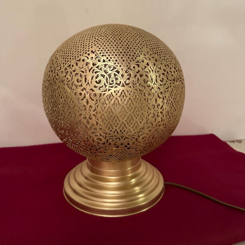 Order by Size : Moroccan Handmade Brass Table Lamp (Leila)