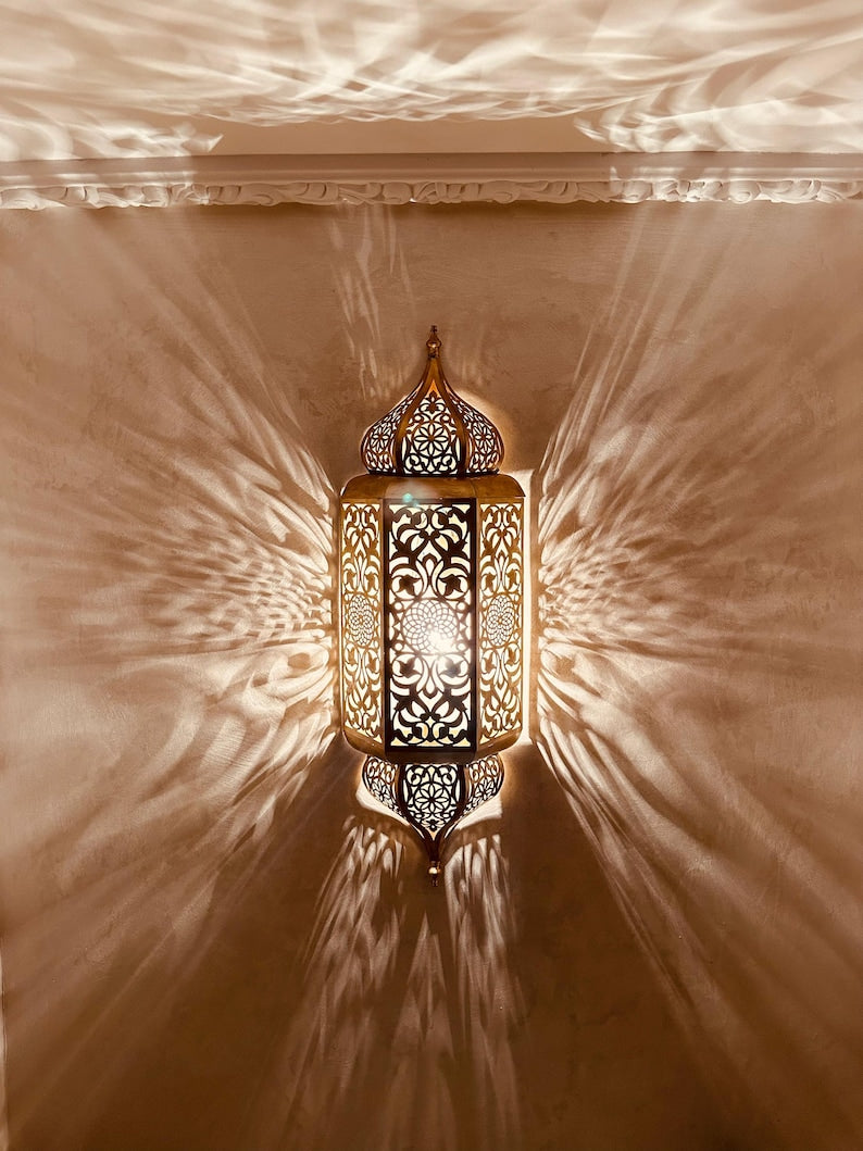 Order by Size : Moroccan handmade Brass Wall Sconce Set of 2 (aylal)