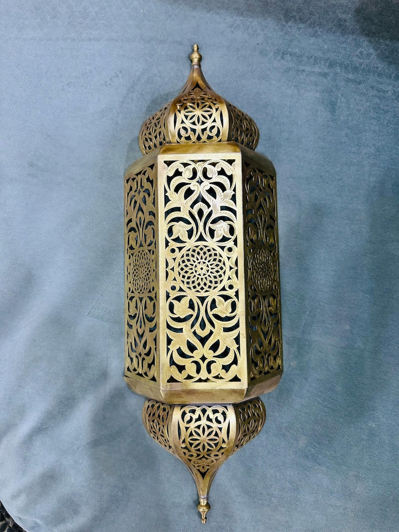 Order by Size : Moroccan handmade Brass Wall Sconce Set of 2 (aylal)