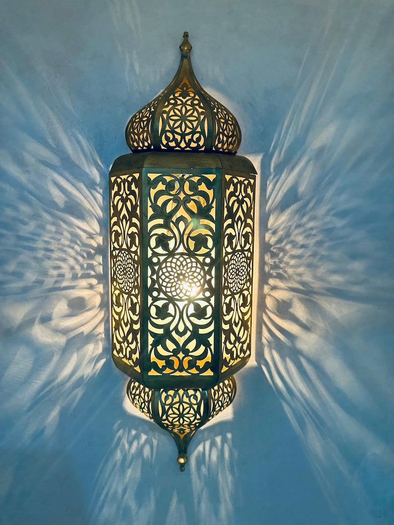 Order by Size : Moroccan handmade Brass Wall Sconce Set of 2 (aylal)