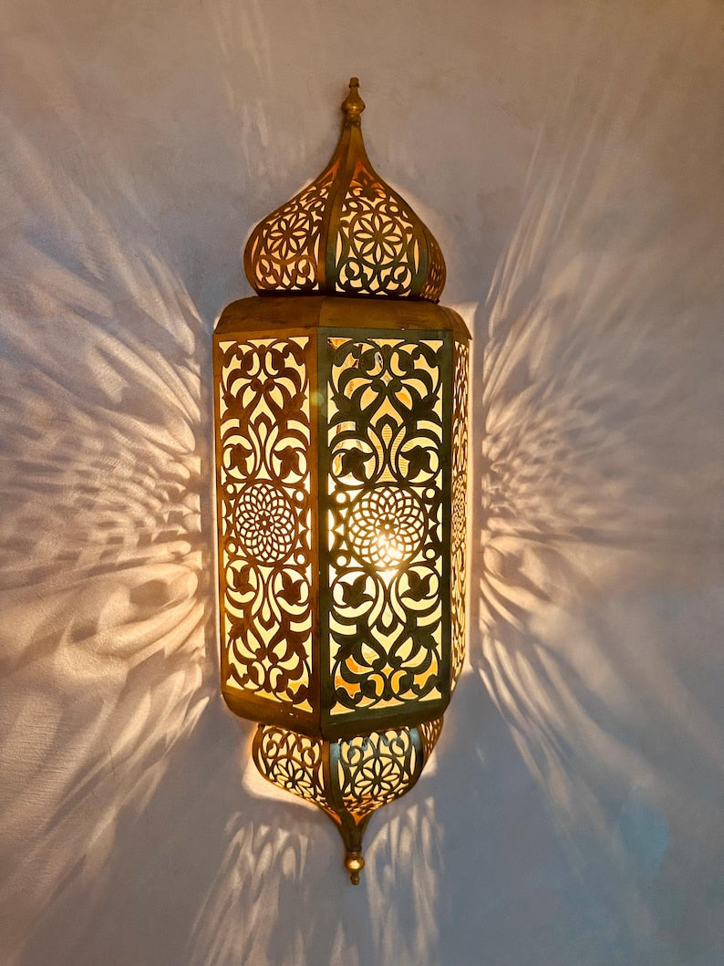 Order by Size : Moroccan handmade Brass Wall Sconce Set of 2 (aylal)
