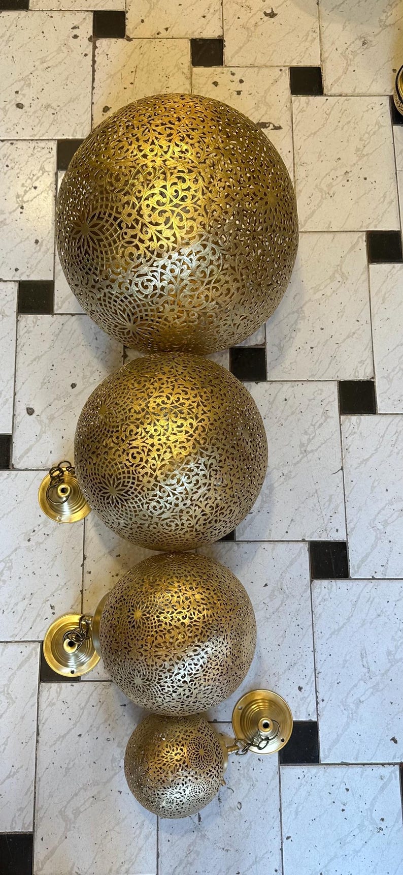 Order by Size : Moroccan Handmade Brass Ceiling Pendant Light (Intisar)