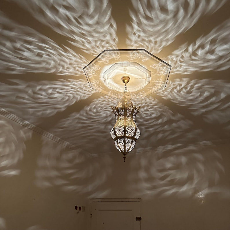 Order by Size : Moroccan Handmade Brass Ceiling Pendant Light (Becca)