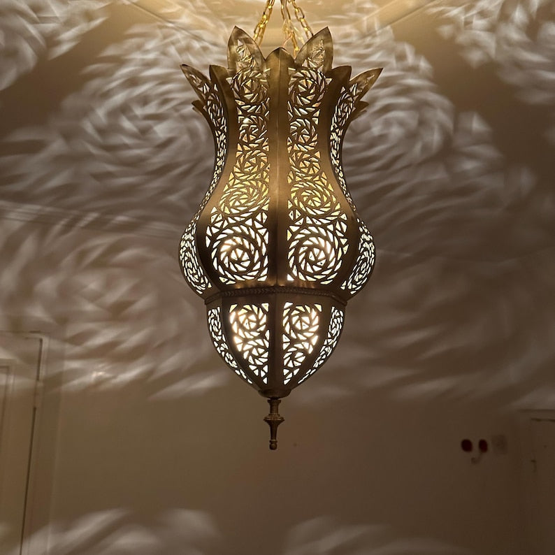 Order by Size : Moroccan Handmade Brass Ceiling Pendant Light (Becca)