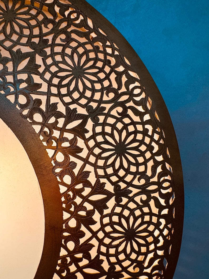 Order by Size : Moroccan handmade brass round wall light lamp (Asila)