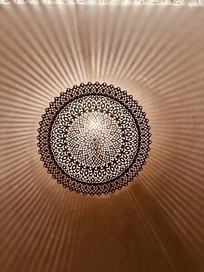 Order by Size : Moroccan handmade brass round wall light lamp (Merzouga)