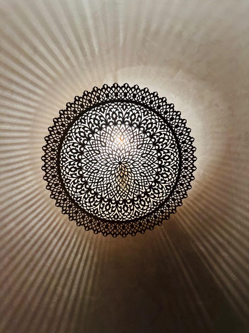 Order by Size : Moroccan handmade brass round wall light lamp (Merzouga)