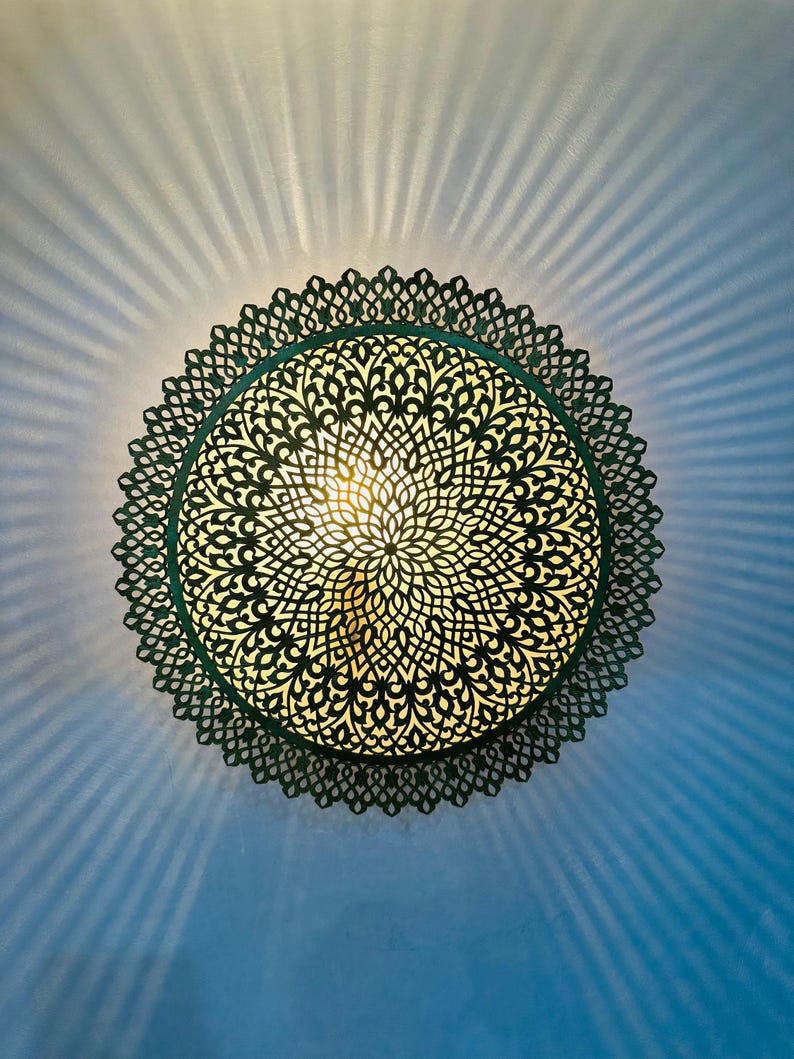 Order by Size : Moroccan handmade brass round wall light lamp (Merzouga)