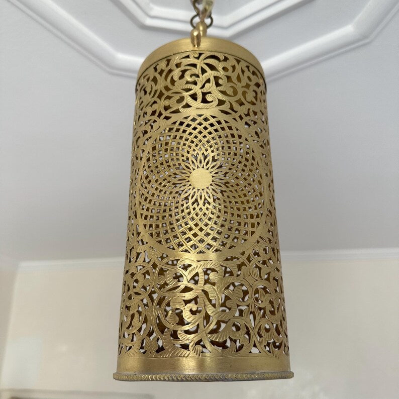 Moroccan Handmade Brass Ceiling Pendant Light (Kunood)