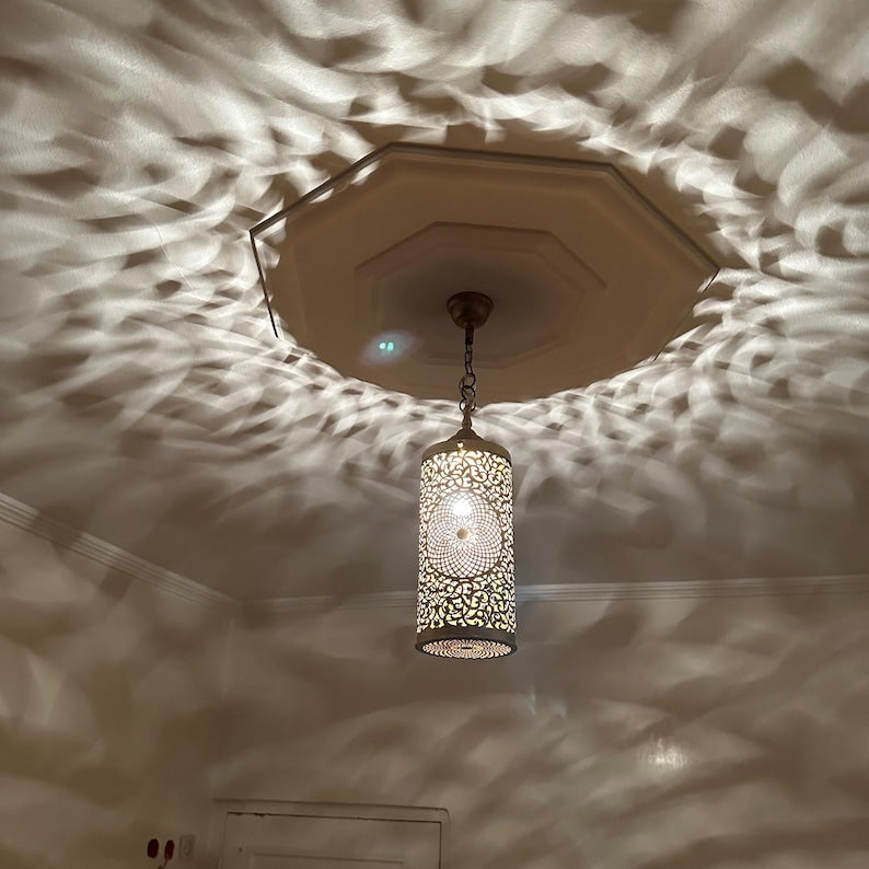 Moroccan Handmade Brass Ceiling Pendant Light (Kunood)