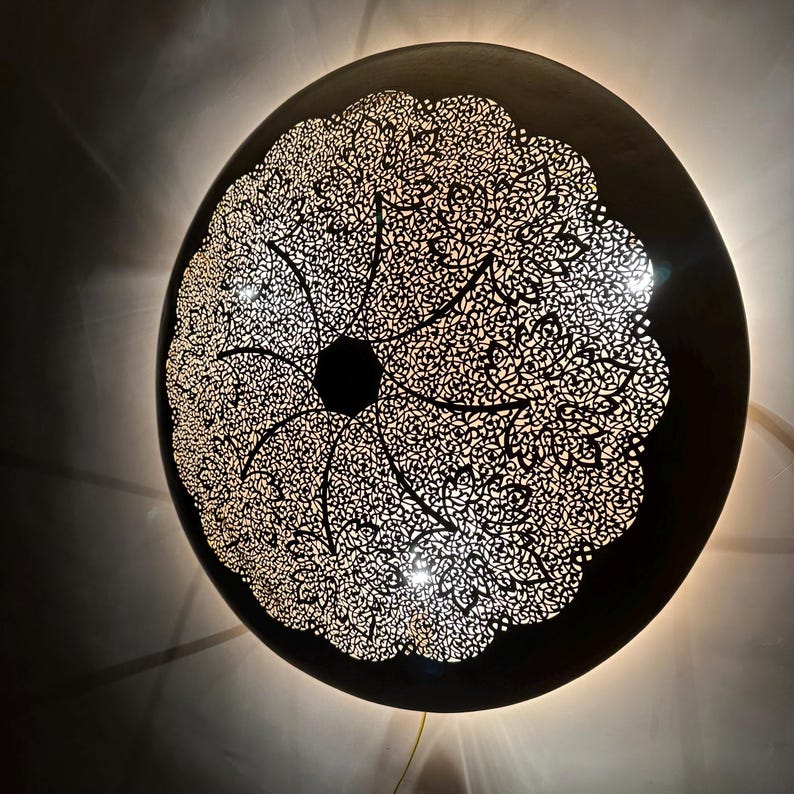 Order by Size : Moroccan handmade brass round wall light lamp ( Rabat)