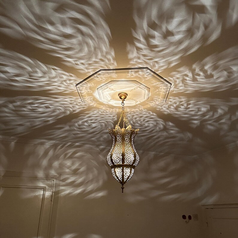 Order by Size : Moroccan Handmade Brass Ceiling Pendant Light (Becca)