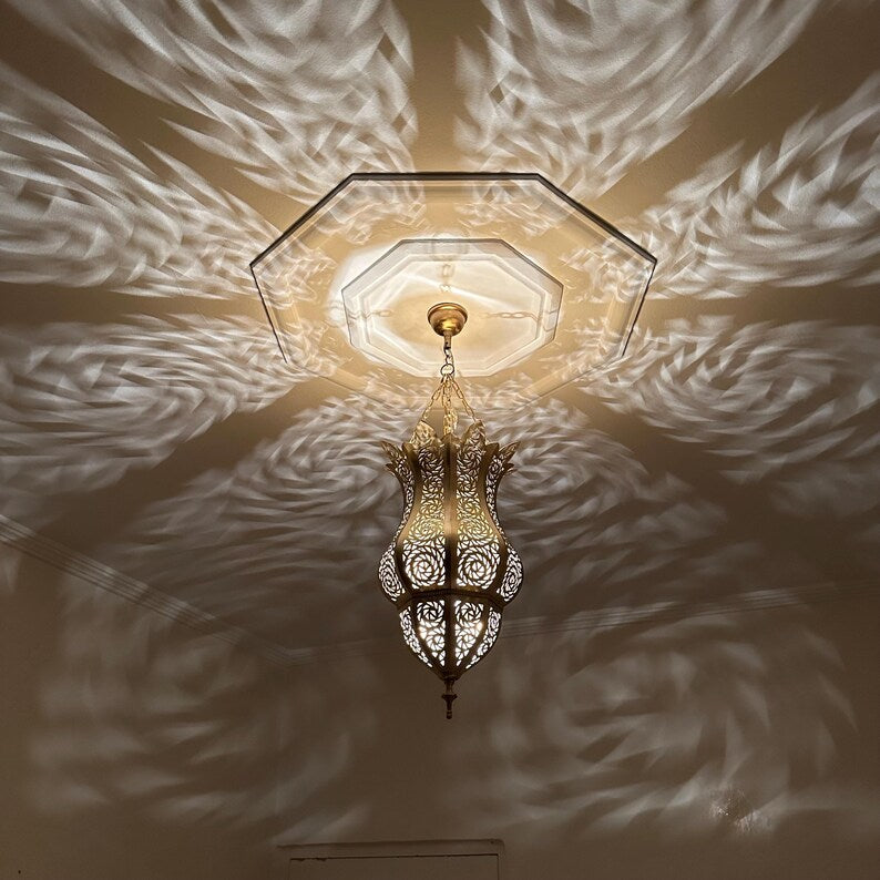 Order by Size : Moroccan Handmade Brass Ceiling Pendant Light (Becca)