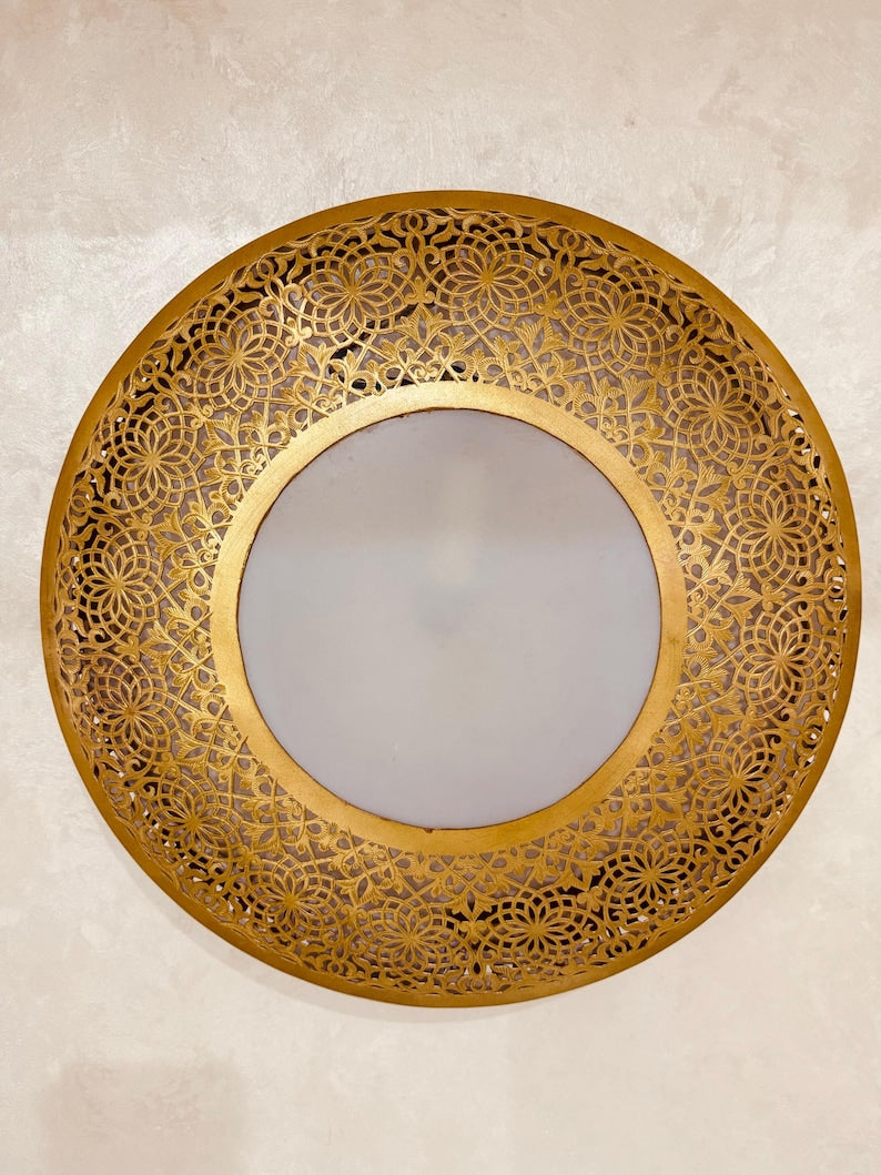 Order by Size : Moroccan handmade brass round wall light lamp (Asila)