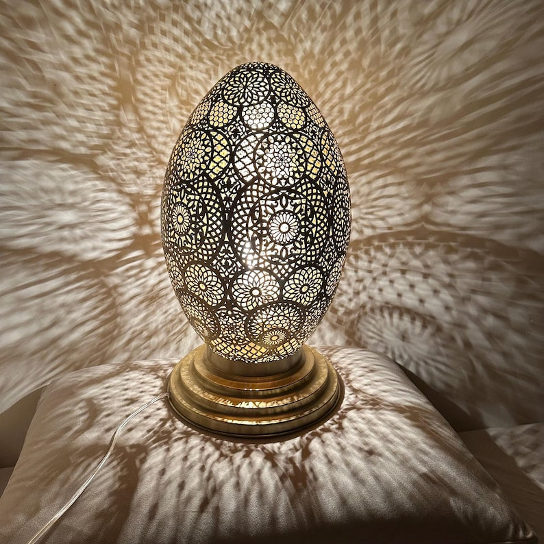 Moroccan Handmade Brass Table Lamp (Qandil)