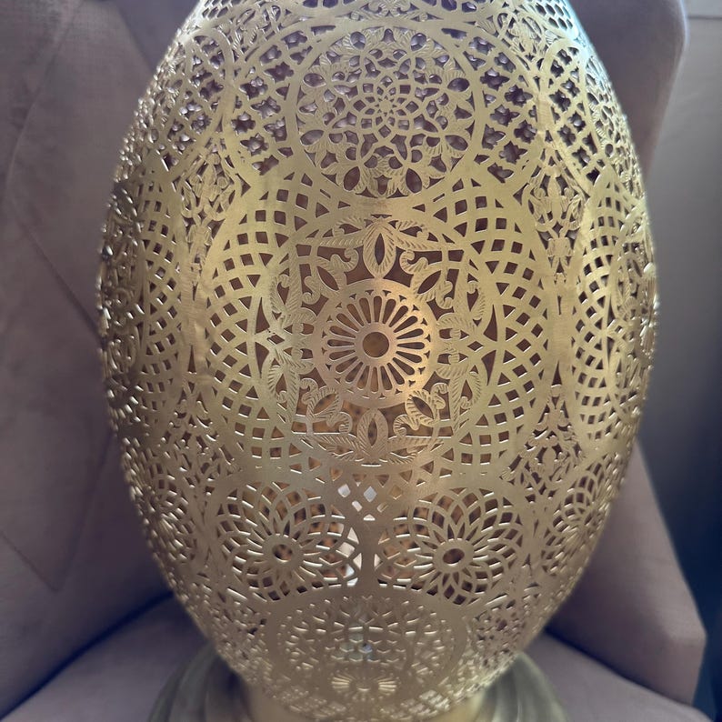 Moroccan Handmade Brass Table Lamp (Khitam)