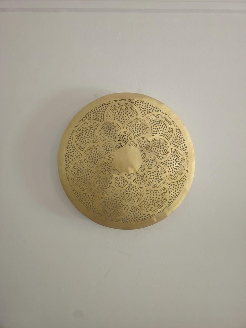 Order by Size : Moroccan handmade brass round wall light lamp (Tamraght)