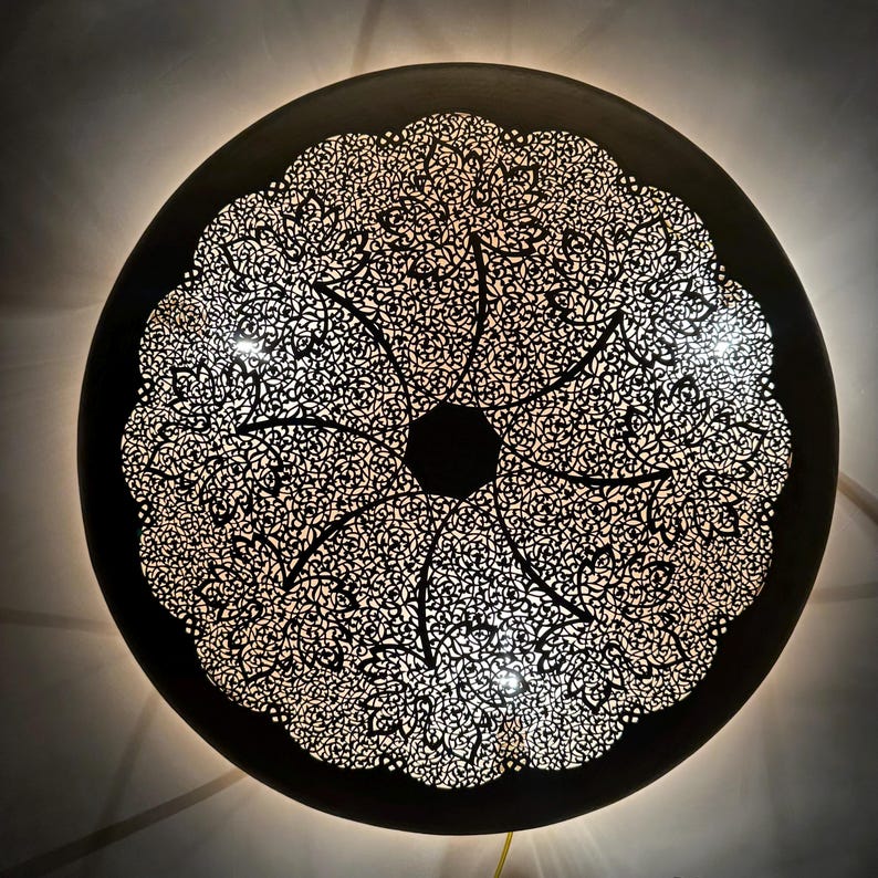 Order by Size : Moroccan handmade brass round wall light lamp ( Rabat)