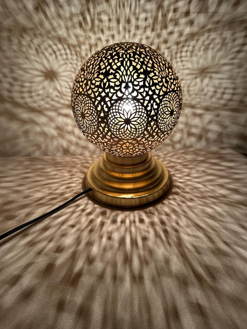 Order by Size : Moroccan Handmade Brass Table Lamp (Adeela)