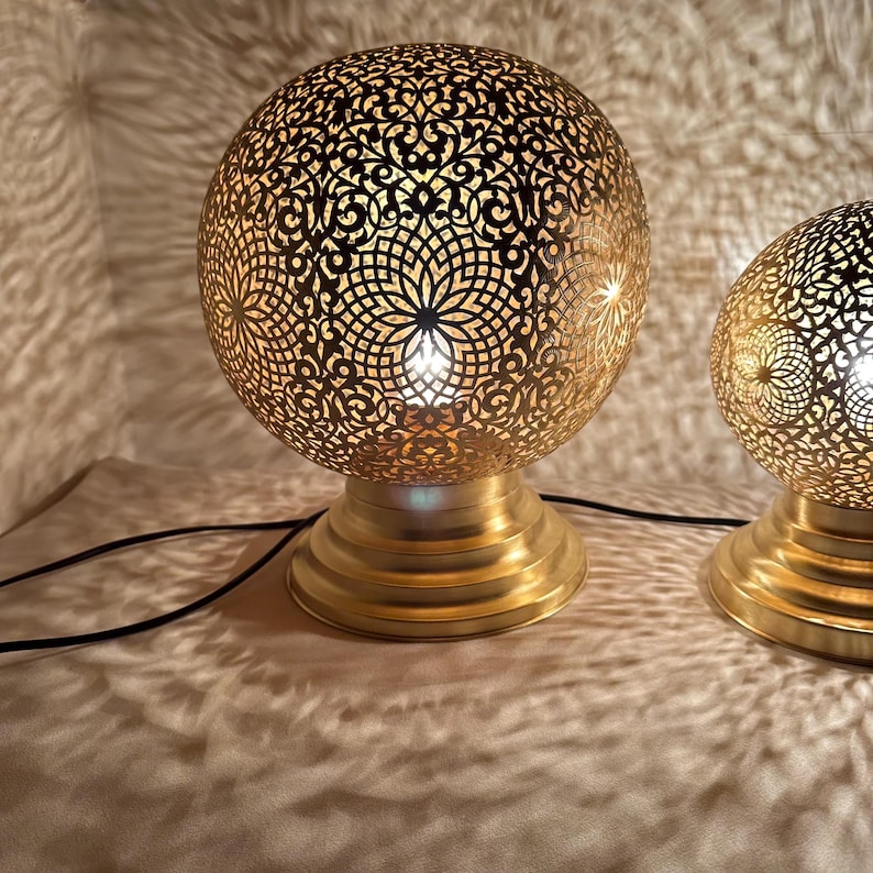 Order by Size : Moroccan Handmade Brass Table Lamp (Adeela)