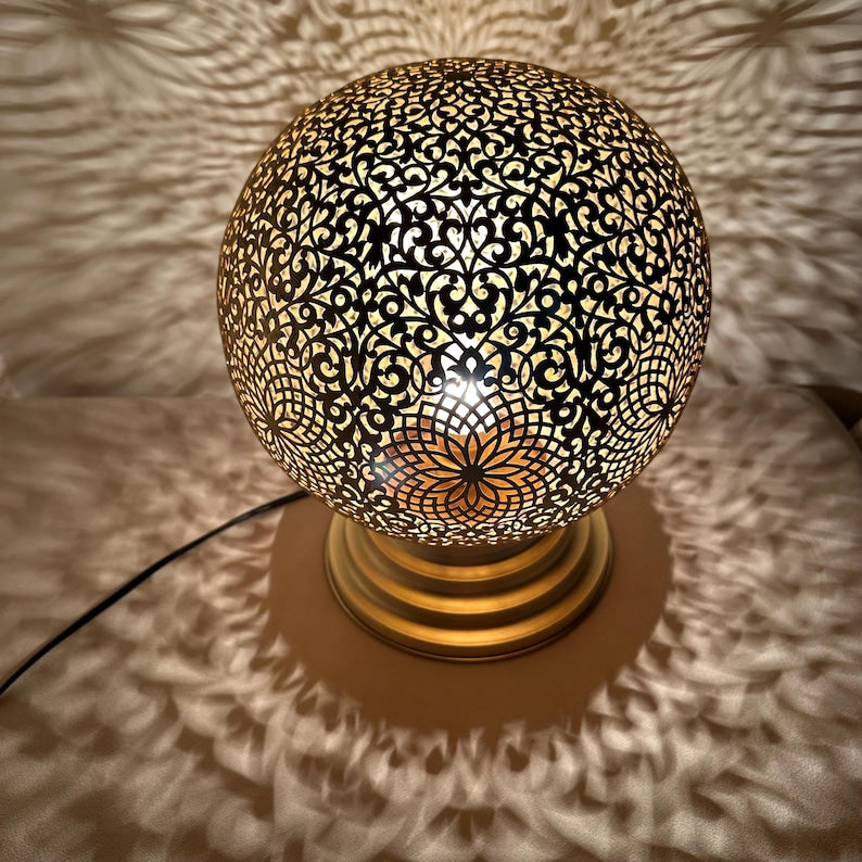 Order by Size : Moroccan Handmade Brass Table Lamp (Adeela)