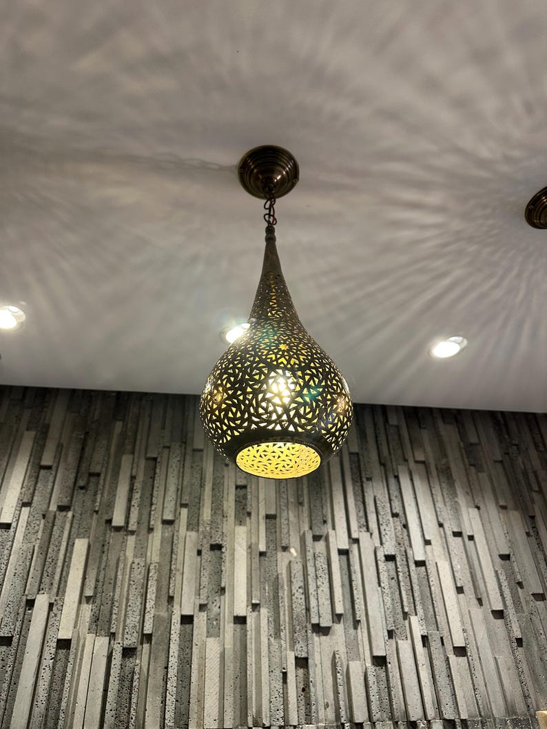 Order by Size : Moroccan Handmade Brass Ceiling Pendant Light (Tayzemt)