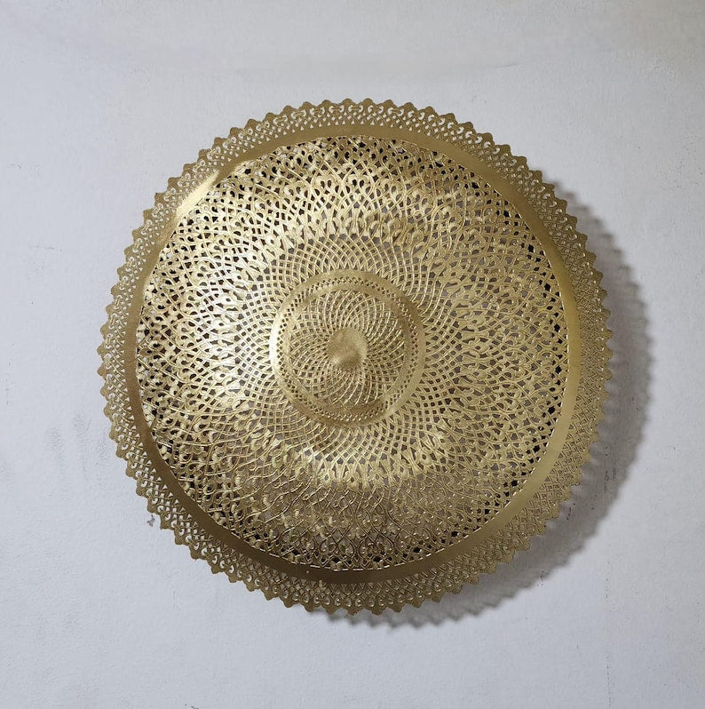 Order by Size : Moroccan handmade brass round wall light lamp ( Tiznit)