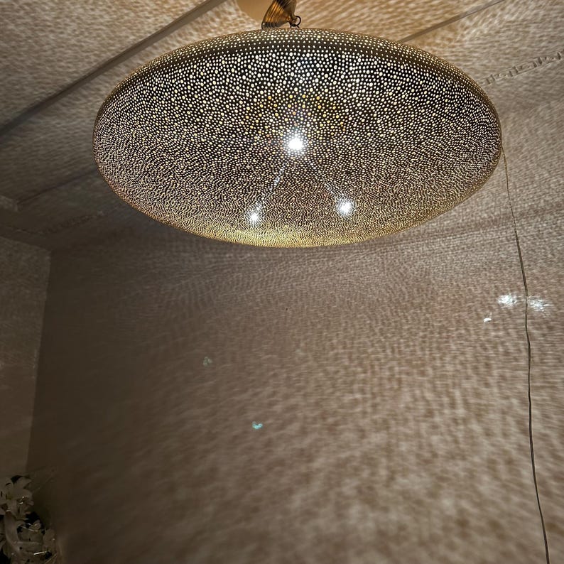 Order by Size : Moroccan Handmade Brass Ceiling Pendant Light (Fareeda)