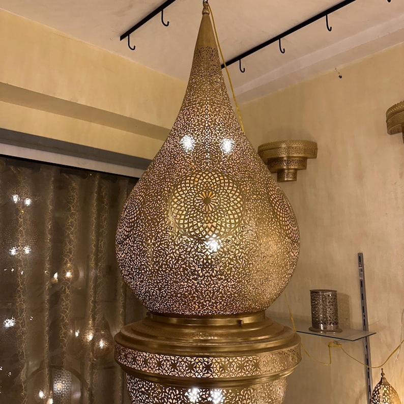 Moroccan Handmade Brass Ceiling Pendant Light (Hita)