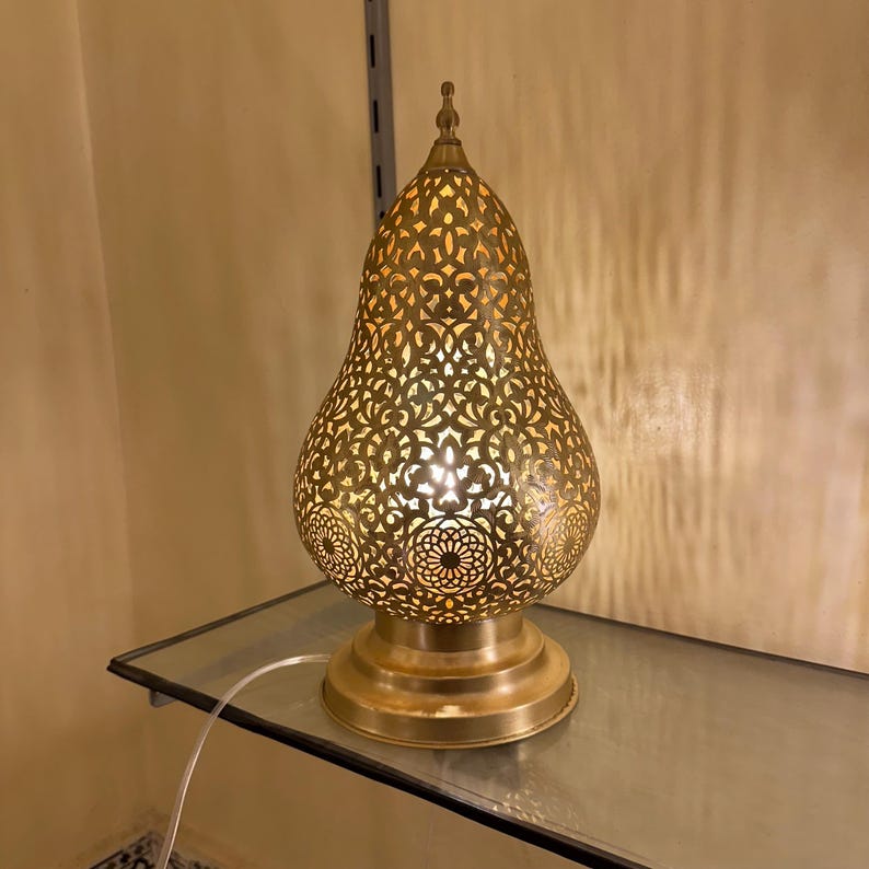 Order by Size : Moroccan Handmade Brass Table Lamp (Jouri)