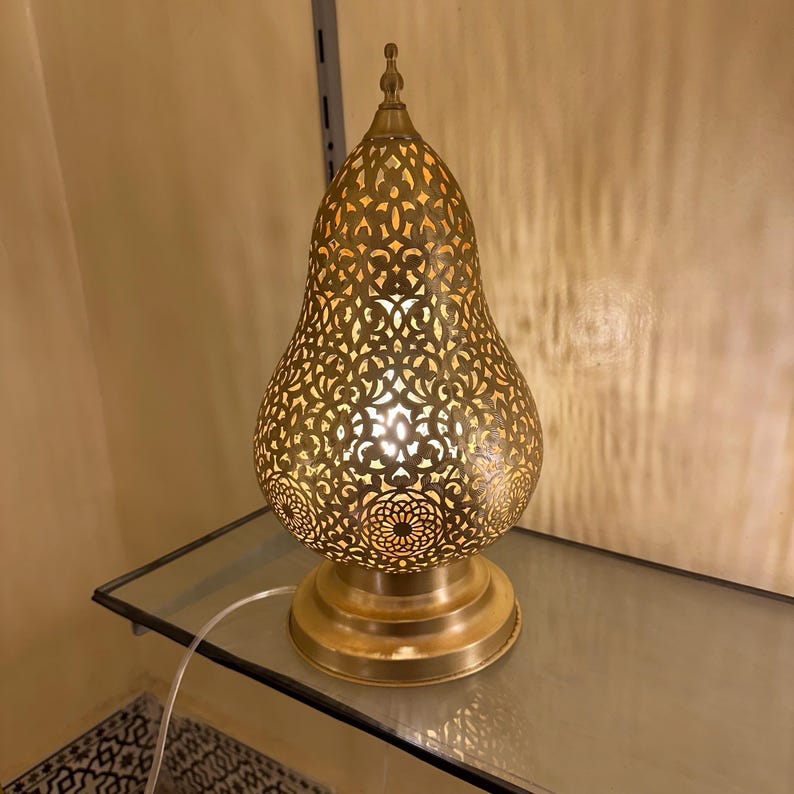 Order by Size : Moroccan Handmade Brass Table Lamp (Jouri)