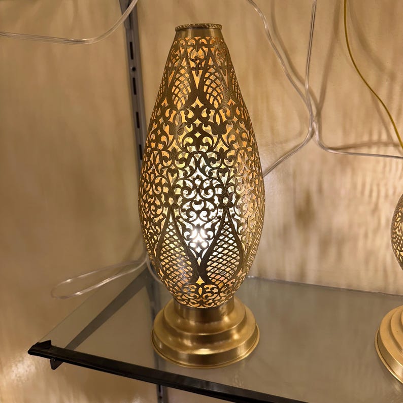 Order by Size : Moroccan Handmade Brass Table Lamp (Dania)