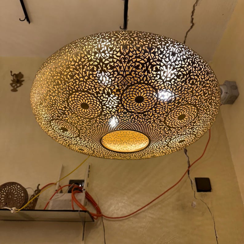 Order by Size : Moroccan Handmade Brass Ceiling Pendant Light (Nuraan)
