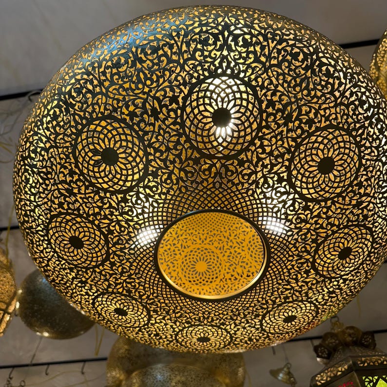 Order by Size : Moroccan Handmade Brass Ceiling Pendant Light (Nuraan)