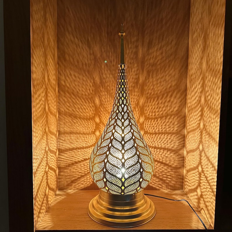 Moroccan Handmade Brass Table Lamp (Dalal)