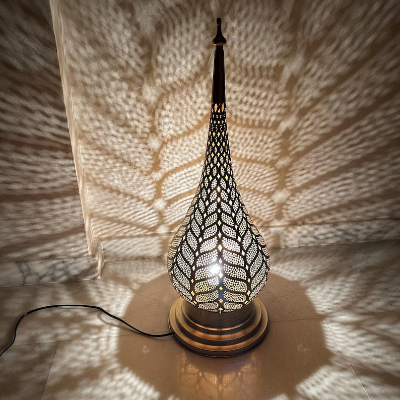Moroccan Handmade Brass Table Lamp (Dalal)