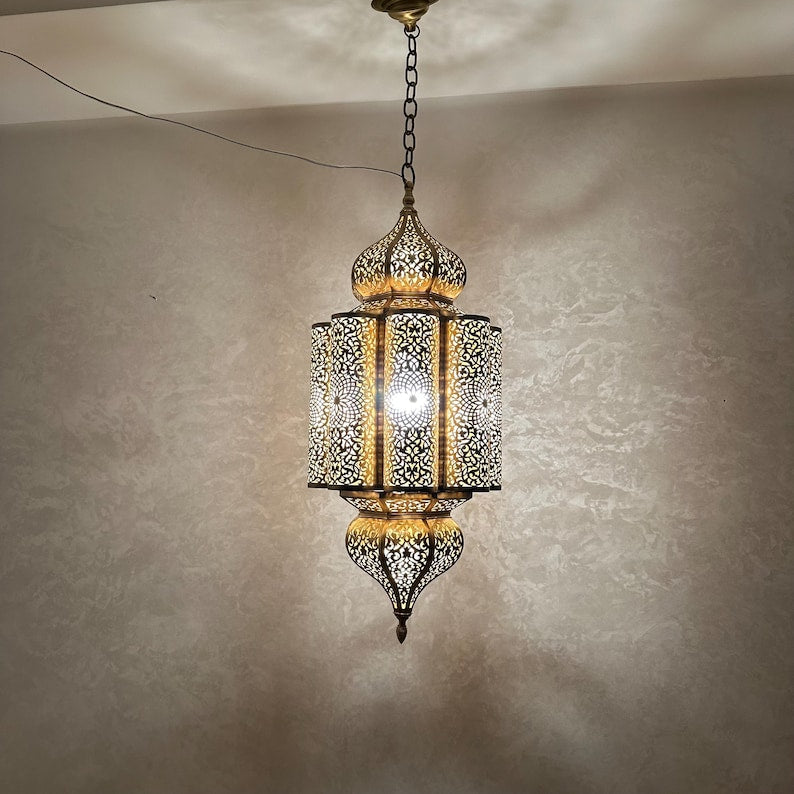 Order by Size : Moroccan Handmade Brass Ceiling Pendant Light (Baya)