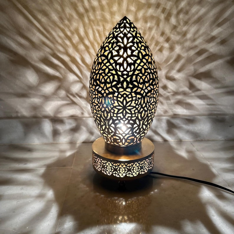 Moroccan Handmade Brass Table Lamp (Adrar)